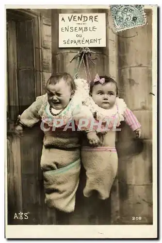 Cartes postales Fantaisie Enfant Bebe A vendre Jumeaux