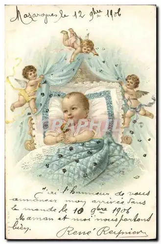 Cartes postales Fantaisie Enfant Bebe Anges