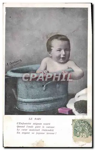 Ansichtskarte AK Fantaisie Enfant Bebe Le bain