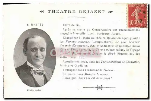 Cartes postales Fantaisie Theatre Dejazet Bardes