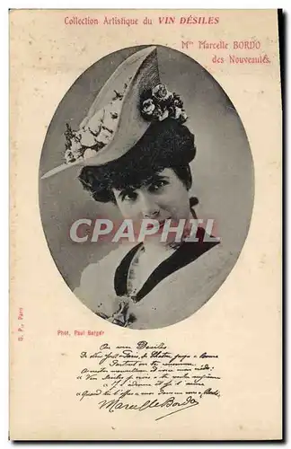 Ansichtskarte AK Fantaisie Femme Theatre Mlle Marcelle Bordo des Nouveautes