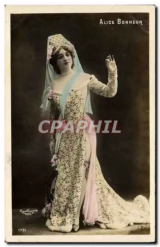 Cartes postales Fantaisie Femme Theatre Alice Bonheur