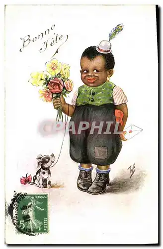 Cartes postales Negre Enfant de couleur Chien