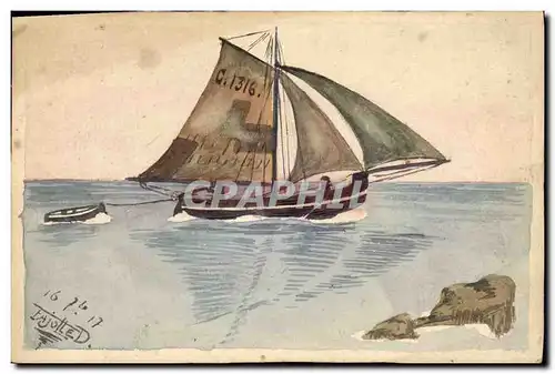 Cartes postales Bateau (dessin a la main)