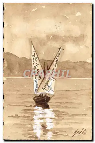 Cartes postales Bateau (dessin a la main)