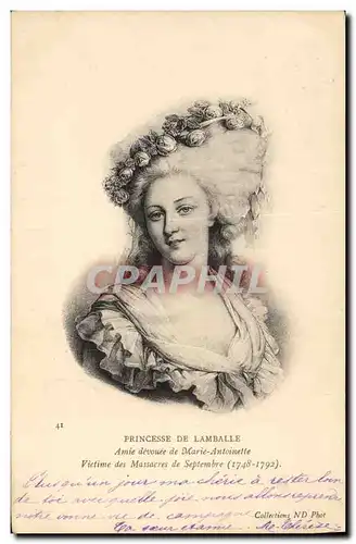 Cartes postales Princesse de Lamballe Amie de Marie Antoinette