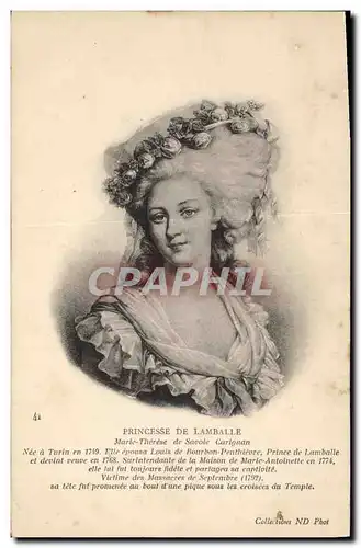 Cartes postales Princesse de Lamballe