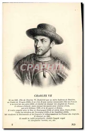 Cartes postales Charles VII Roi de France