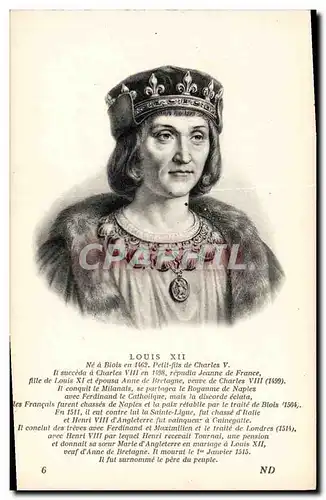 Cartes postales louis XII Roi de France