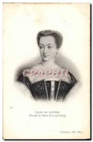 Cartes postales Diane de Poitiers Favorite de Henri II