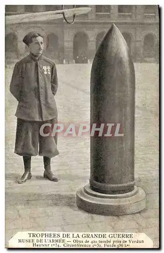 Ansichtskarte AK Militaria Musee de l&#39armee Paris Obus de 420 tombe pres de Verdun