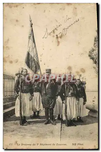 Cartes postales Militaria Le drapeau du 3eme regiment de Zouaves