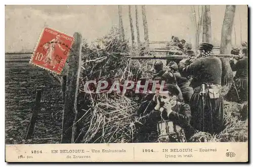 Cartes postales Militaria En Belgique Une embuscade de Zouaves