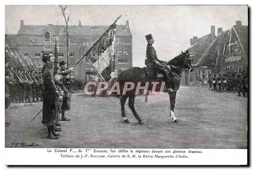 Ansichtskarte AK Militaria Le colonel P du 3eme Zouaves fait defiler le regiment