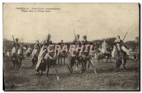 Ansichtskarte AK Militaria Marseille Fantasia Tunisienne Depart pour la charge finale