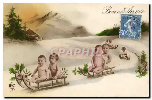 Cartes postales Fantaisie Enfants Luge