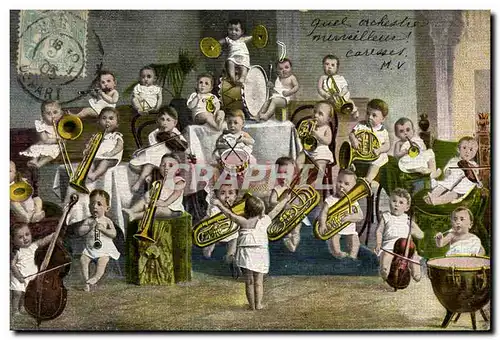 Cartes postales Fantaisie Enfants Musique Cuivres