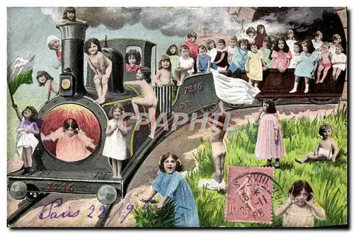 Cartes postales Fantaisie Enfants Train