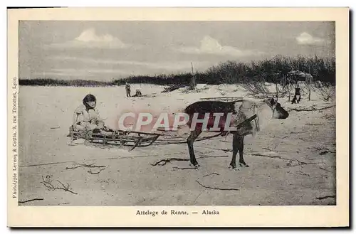 Cartes postales Polaire Amerique du Nord Attelage de Renne Alaska