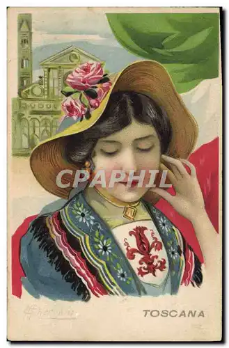 Cartes postales Fantaisie Illustrateur Cherubini Femme Toscana