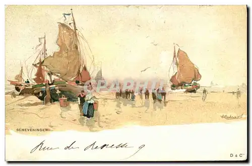 Cartes postales Fantaisie Illustrateur Scheveningen Bateaux