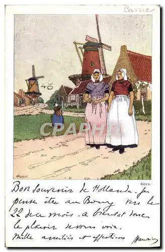 Cartes postales Fantaisie Illustrateur Goes Moulin a vent Folklore