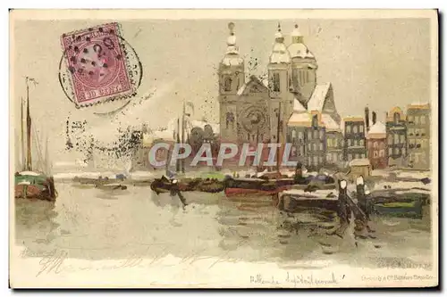 Cartes postales Fantaisie Illustrateur Amsterdam Bateaux