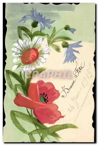 Ansichtskarte AK (dessin la main) Fleurs