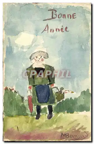 Cartes postales (dessin la main) Femme Bonne annee