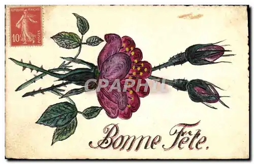 Cartes postales (dessin la main) Fleurs Bonne fete