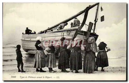 Cartes postales Peche Types de pecheurs avant le depart Bateau