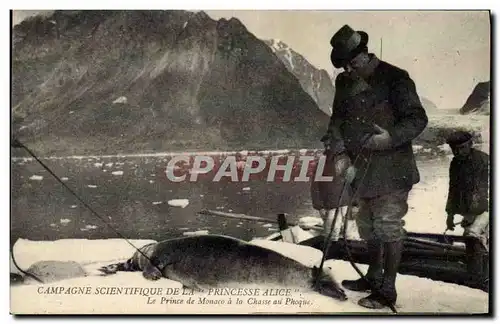 Cartes postales Peche Campagne scientifique de la Princesse Alice Le Prince de Monaco a la chasse au phoque Pola