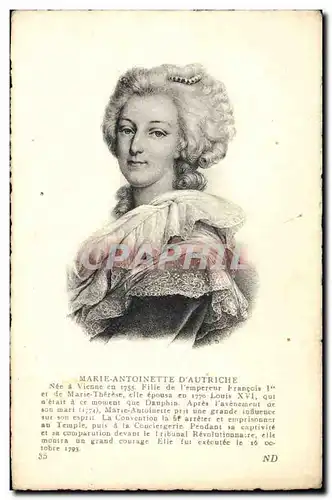 Cartes postales Marie Antoinette d&#39Autriche