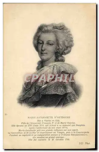 Cartes postales Marie Antoinette d&#39Autriche