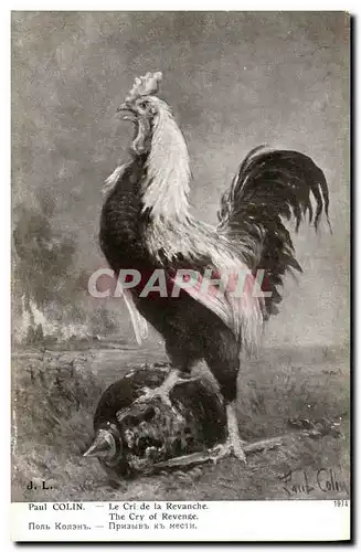 Ansichtskarte AK Coq Poule Le cri de la revanche Militaria Paul colin