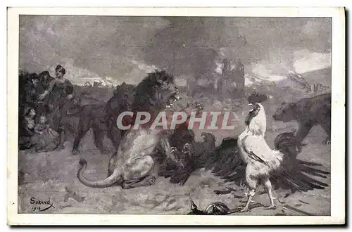 Cartes postales Coq Poule Lion Aigle Militaria