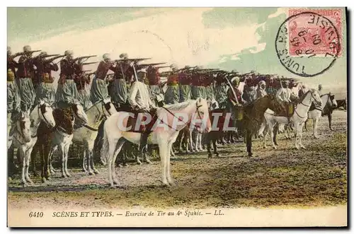 Cartes postales Militaria Exercice de tir au 4eme Spahis