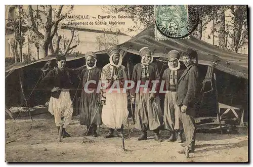 Ansichtskarte AK Militaria Marseille Exposition coloniale Campement de Spahis Algeriens