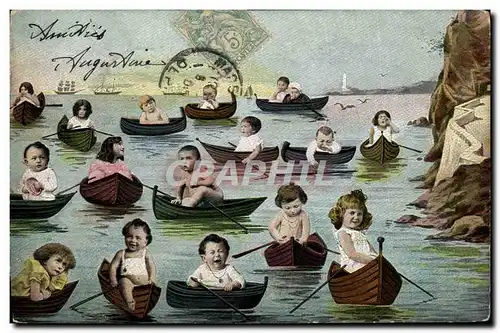 Cartes postales Fantaisie Enfants Bebes Bateaux