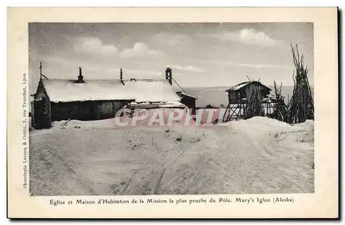 Ansichtskarte AK Polaire Eglise et maison d&#39habitation de la mission la plus proche du Pole Mary&#39s Igloo Al