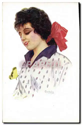 Cartes postales Fantaisie Illustrateur Chantecler Femme Papillon