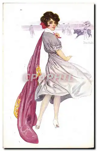 Cartes postales Fantaisie Illustrateur Chantecler Femme Taureau Corrida