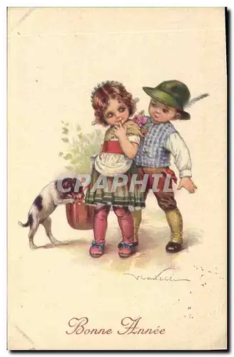 Cartes postales Fantaisie Illustrateur Enfants Chien