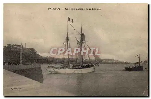 Cartes postales Bateau de peche Paimpol Goelette partant pour l&#39Islande