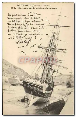 Cartes postales Bateau de peche Bateau pour la peche de la morue Botrel