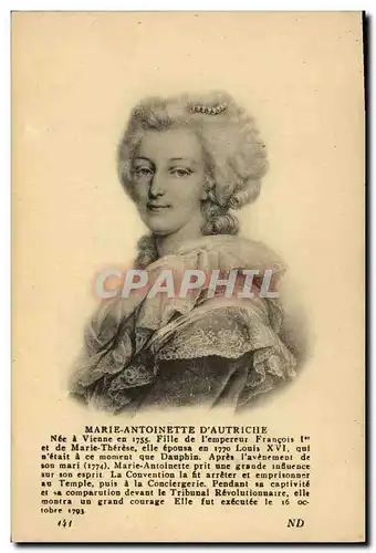 Cartes postales Marie Antoinette d&#39Autriche