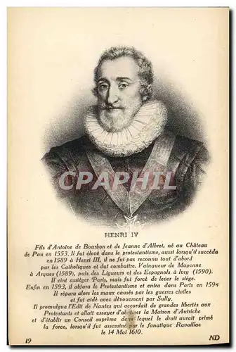 Ansichtskarte AK Henri IV Roi de France