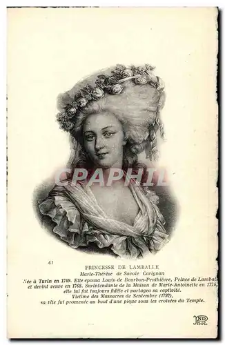 Cartes postales Princesse de Lamballe