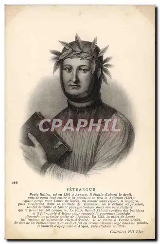 Cartes postales Petrarque Poete italien