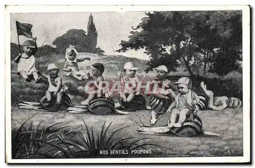 Cartes postales Escargot Enfants Nos gentils poupons